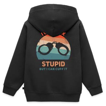 Ich Kann Dummheit Nicht Reparieren, Aber Ich Kann - Kinder Premium Organic Zip Hoodie - Schwarz - Hinten - AI Model Kid Male (0cm)