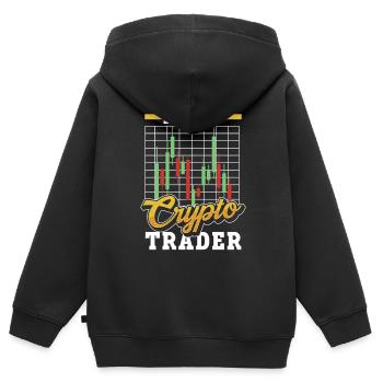 Fier Crypto Trader Trade Crypto Trading - Sweat Premium à capuche zippé enfant bio - noir - Dos - AI Model Kid Male (0cm)