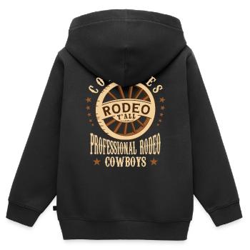Rodéo universitaire - Sweat Premium à capuche zippé enfant bio - noir - Dos - AI Model Kid Male (0cm)