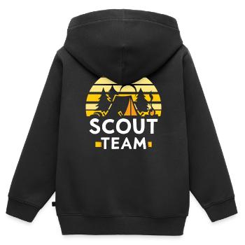 Scouts Team Clan Camp Pfadfinden - Sweat Premium à capuche zippé enfant bio - noir - Dos - AI Model Kid Male (0cm)