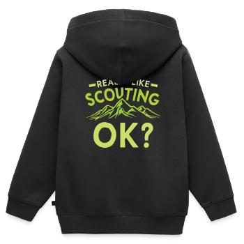 J’aime beaucoup le scoutisme clan scout - Sweat Premium à capuche zippé enfant bio - noir - Dos - AI Model Kid Male (0cm)
