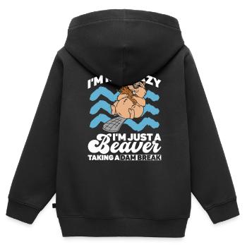 Beaver Dam Break Break Break - Drôle de castor - Sweat Premium à capuche zippé enfant bio - noir - Dos - AI Model Kid Male (0cm)
