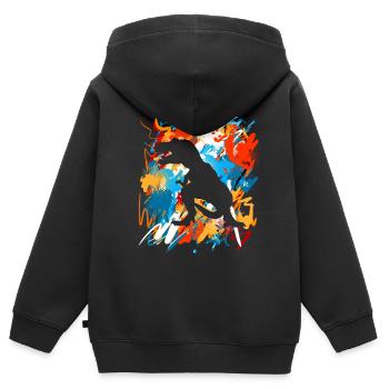 T-Rex - Sweat Premium à capuche zippé enfant bio - noir - Dos - AI Model Kid Male (0cm)
