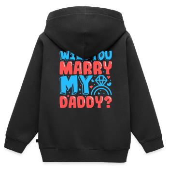 Voulez-vous épouser mon papa - Sweat Premium à capuche zippé enfant bio - noir - Dos - AI Model Kid Male (0cm)