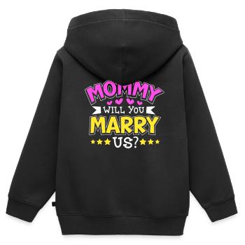 Maman tu veux nous épouser - Sweat Premium à capuche zippé enfant bio - noir - Dos - AI Model Kid Male (0cm)