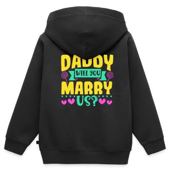 Papa tu veux nous épouser - Sweat Premium à capuche zippé enfant bio - noir - Dos - AI Model Kid Male (0cm)