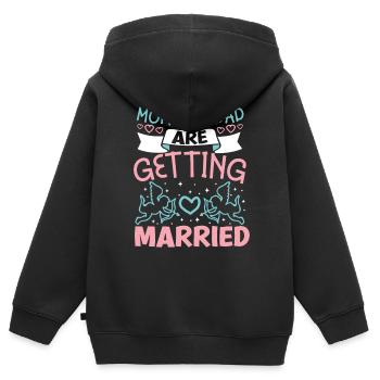 Maman et papa vont se marier - Sweat Premium à capuche zippé enfant bio - noir - Dos - AI Model Kid Male (0cm)