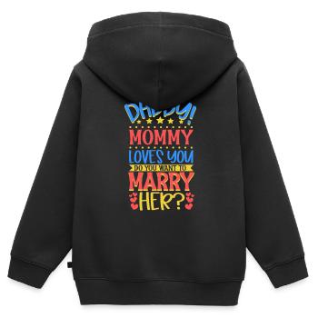 Daddy you want to marry mom - Kids Premium Organic Zip-up Hoodie - black - Back - AI Model Kid Male (0cm)