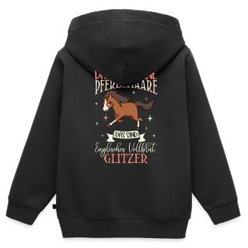 Vollblut Glitzer - Das sind keine Pferdehaare - Kinder Premium Organic Zip Hoodie - Schwarz - Hinten - AI Model Kid Male (0cm)