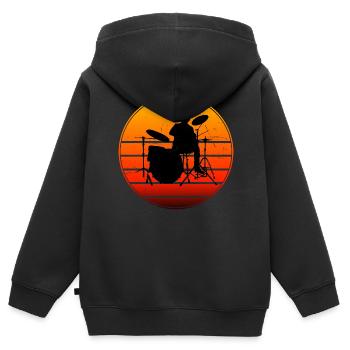 Batteur Batteur Batteur - Sweat Premium à capuche zippé enfant bio - noir - Dos - AI Model Kid Male (0cm)