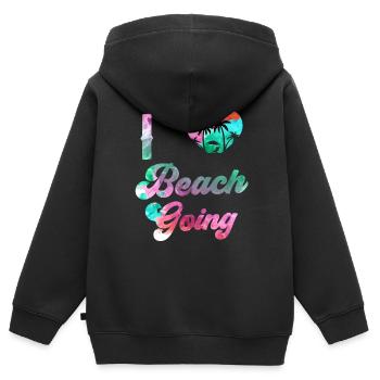 J’adore les vacances à la plage les amateurs de plage plage la plage - Sweat Premium à capuche zippé enfant bio - noir - Dos - AI Model Kid Male (0cm)
