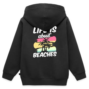 La vie se compose de plages vacances plage plage - Sweat Premium à capuche zippé enfant bio - noir - Dos - AI Model Kid Male (0cm)