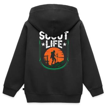 Camp de clan scout de la vie scoute des scouts - Sweat Premium à capuche zippé enfant bio - noir - Dos - AI Model Kid Male (0cm)