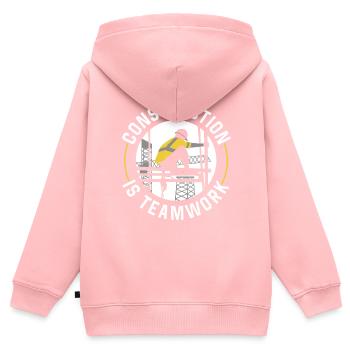 Bauarbeit Ist Teamarbeit Bau Teamwork Baustelle - Kinder Premium Organic Zip Hoodie - Rosa - Hinten - AI Model Kid Female (0cm)