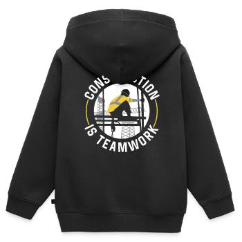 Construction work is teamwork Construction Teamwork Construction site - Kids Premium Organic Zip-up Hoodie - black - Back - AI Model Kid Male (0cm)