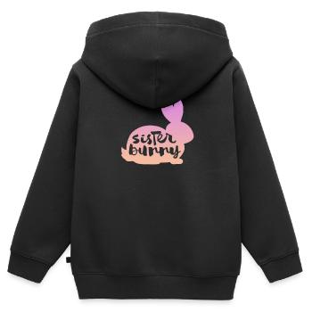 Schwester - Kinder Premium Organic Zip Hoodie - Schwarz - Hinten - AI Model Kid Male (0cm)