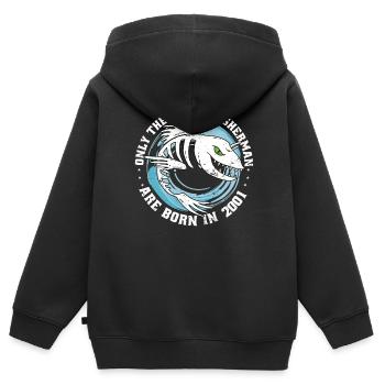 Angler né 2001 anniversaire drôle - Sweat Premium à capuche zippé enfant bio - noir - Dos - AI Model Kid Male (0cm)