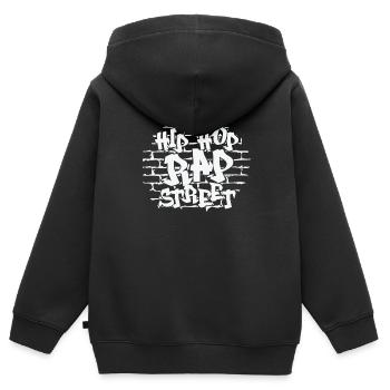 Hip Hop Rap Street Musikrichtung Rap - Kinder Premium Organic Zip Hoodie - Schwarz - Hinten - AI Model Kid Male (0cm)