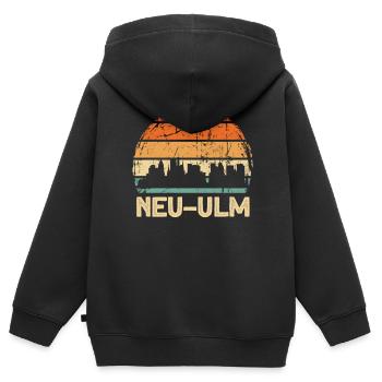 Neu-Ulm - Kinder Premium Organic Zip Hoodie - Schwarz - Hinten - AI Model Kid Male (0cm)