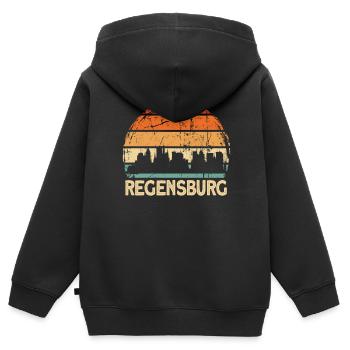 Regensburg - Kinder Premium Organic Zip Hoodie - Schwarz - Hinten - AI Model Kid Male (0cm)
