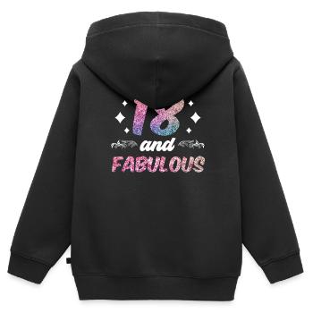 18 et fabuleuse fête dix-huit ans - Sweat Premium à capuche zippé enfant bio - noir - Dos - AI Model Kid Male (0cm)
