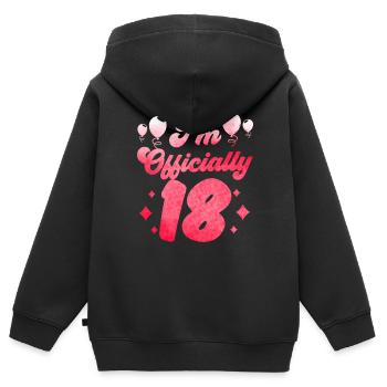 J’ai officiellement 18 dix-huit ans fête mon anniversaire - Sweat Premium à capuche zippé enfant bio - noir - Dos - AI Model Kid Male (0cm)