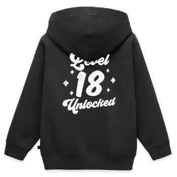 Level 18 Freigeschaltet Feier Achtzehn Geburtstag - Kinder Premium Organic Zip Hoodie - Schwarz - Hinten - AI Model Kid Male (0cm)