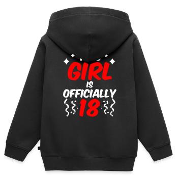 Cette fille a officiellement 18 dix-huit ans fête - Sweat Premium à capuche zippé enfant bio - noir - Dos - AI Model Kid Male (0cm)