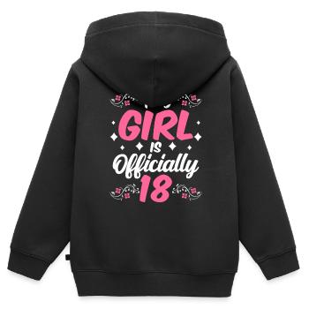 Cette fille a officiellement 18 ans célébration dix-huit - Sweat Premium à capuche zippé enfant bio - noir - Dos - AI Model Kid Male (0cm)