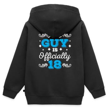 Ce gars a officiellement 18 ans dix-huit ans - Sweat Premium à capuche zippé enfant bio - noir - Dos - AI Model Kid Male (0cm)