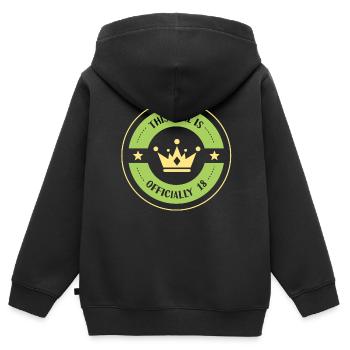 Cette fille a officiellement 18 ans célébration dix-huit - Sweat Premium à capuche zippé enfant bio - noir - Dos - AI Model Kid Male (0cm)