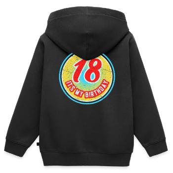 18 C’est mon anniversaire garçon d’anniversaire dix-huit ans - Sweat Premium à capuche zippé enfant bio - noir - Dos - AI Model Kid Male (0cm)