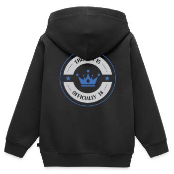 Ce garçon a officiellement 18 ans dix-huit ans - Sweat Premium à capuche zippé enfant bio - noir - Dos - AI Model Kid Male (0cm)