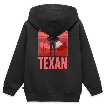 Texan Mother Girl Texas Texan Texas - Sweat Premium à capuche zippé enfant bio - noir - Dos - AI Model Kid Male (0cm)