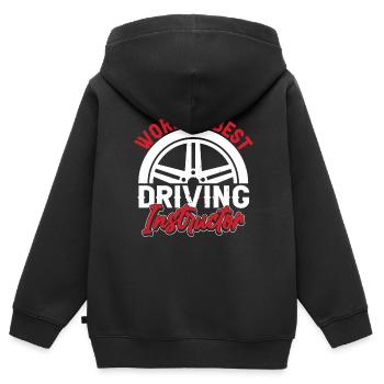Le meilleur moniteur de conduite au monde Profession d’auto-école - Sweat Premium à capuche zippé enfant bio - noir - Dos - AI Model Kid Male (0cm)