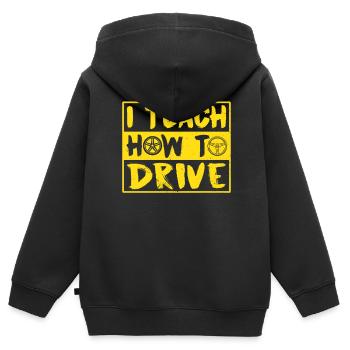 J’apporte la conduite à l’auto-instructeur - Sweat Premium à capuche zippé enfant bio - noir - Dos - AI Model Kid Male (0cm)