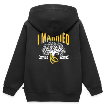 Ich Habe In Diese Familie Eingeheiratet Treffen - Kinder Premium Organic Zip Hoodie - Schwarz - Hinten - AI Model Kid Male (0cm)