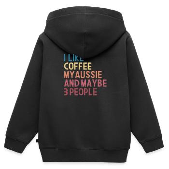 Kaffee Aussie - Kinder Premium Organic Zip Hoodie - Schwarz - Hinten - AI Model Kid Male (0cm)
