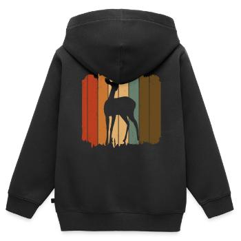 Reh - Kinder Premium Organic Zip Hoodie - Schwarz - Hinten - AI Model Kid Male (0cm)