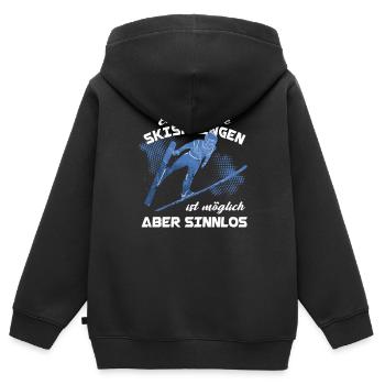 Skispringen Skispringer Wintersport - Kinder Premium Organic Zip Hoodie - Schwarz - Hinten - AI Model Kid Male (0cm)