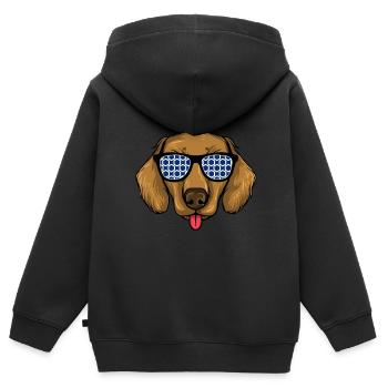 Dachshund Geschenk Dixie Wiener Doxie Dackel - Kinder Premium Organic Zip Hoodie - Schwarz - Hinten - AI Model Kid Male (0cm)