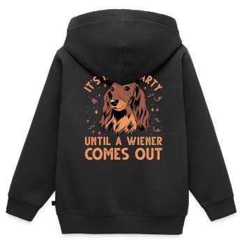 Dachshund Geschenk Dixie Wiener Doxie Dackel - Kinder Premium Organic Zip Hoodie - Schwarz - Hinten - AI Model Kid Male (0cm)