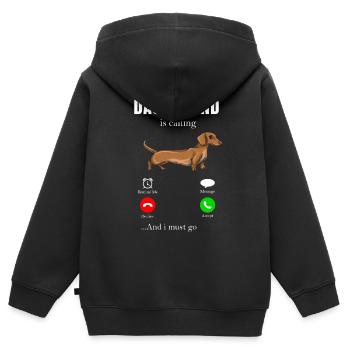 Dachshund Geschenk Dixie Wiener Doxie Dackel - Kinder Premium Organic Zip Hoodie - Schwarz - Hinten - AI Model Kid Male (0cm)