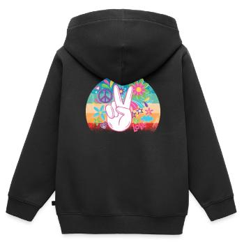 Hippie - Sweat Premium à capuche zippé enfant bio - noir - Dos - AI Model Kid Male (0cm)