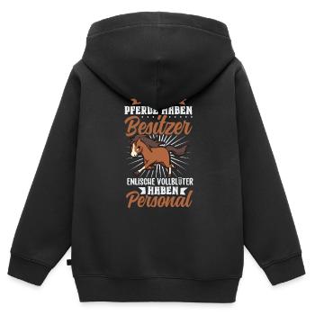 Die meisten Pferde haben Besitzer - Vollblut - Kinder Premium Organic Zip Hoodie - Schwarz - Hinten - AI Model Kid Male (0cm)