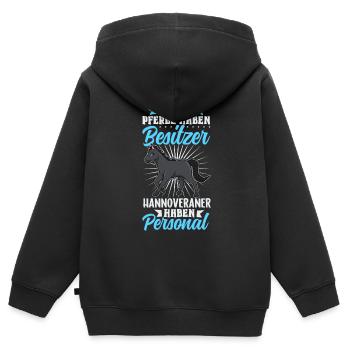Die meisten Pferde haben Besitzer - Hannoveraner - Kinder Premium Organic Zip Hoodie - Schwarz - Hinten - AI Model Kid Male (0cm)
