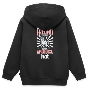 Wer braucht schon einen Freund - Appaloosa - Kinder Premium Organic Zip Hoodie - Schwarz - Hinten - AI Model Kid Male (0cm)