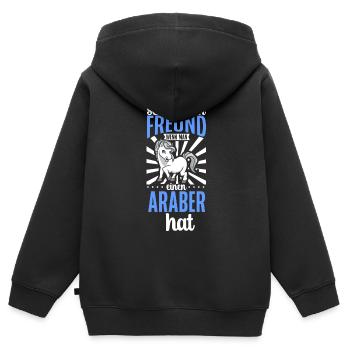 Wer braucht schon einen Freund - Araber - Kinder Premium Organic Zip Hoodie - Schwarz - Hinten - AI Model Kid Male (0cm)