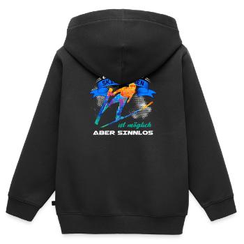 Skispringen Skispringer Wintersport - Kinder Premium Organic Zip Hoodie - Schwarz - Hinten - AI Model Kid Male (0cm)