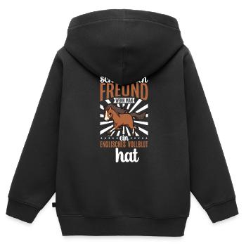 Wer braucht schon einen Freund - Vollblut - Kinder Premium Organic Zip Hoodie - Schwarz - Hinten - AI Model Kid Male (0cm)
